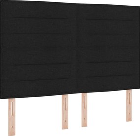 vidaXL Tăblie LED cu benzi LED cu headboard Negru 144 cm țesătură
