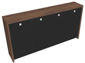 Dulap mediu pentru haine Verno 248 x 46 x 130 cm, uși de sticlă, nuc / negru