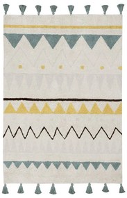 Covor pentru copii crem lavabil/țesut manual din bumbac 120x160 cm Azteca Vintage Blue – Lorena Canals