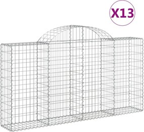 vidaXL Coșuri gabion arcuite 13 buc, 200x30x100/120 cm fier galvanizat