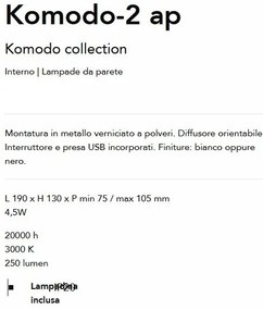 Aplica cu spot directionabil stil modern Komodo-2 ap neagra