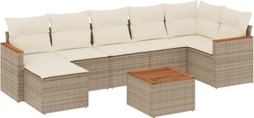 vidaXL Set canapele de grădină, 8 piese, cu perne, bej, poliratan
