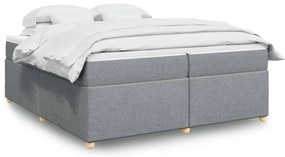 vidaXL Pat box spring cu saltea, gri deschis, 200x200 cm, textil