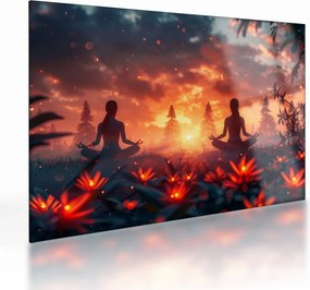 Tablou pe sticlă - Yoga în natură (70x50 cm)