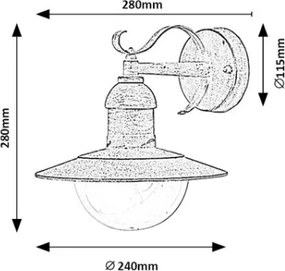 Brilagi - Aplica de perete pentru exterior MOLDE 1xE27/60W/230V IP44 alb/patină