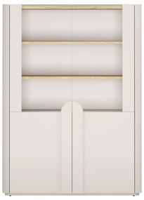 Vitrină Amilio 100 cm - cashmere / stejar uleiat / mânere cashmere