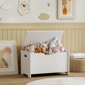 AIYAPLAY Cutie pentru jucării din lemn în formă de urs cu capacitatea de 20 kg, 60x38x48 cm, alb | Aosom Romania