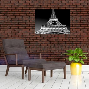 Tablou - Turnul Eiffel, alb-negru (70x50 cm)
