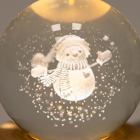 Glob de sticlă luminos, USB, pe suport din lemn