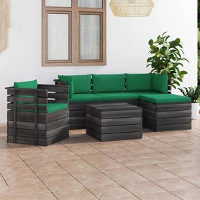 Set mobilier gradina paleti cu perne 6 piese lemn masiv pin Verde, 6