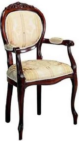 Scaun lemn masiv clasic Windsor cu Spătar Tapițat și Brațe, 58 × 57 × 99 cm - Nuc