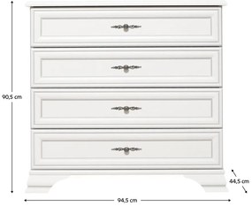 Comoda KENTAK KOM4S, alb alpin