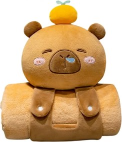Set 2 în 1, pătură moale cu pernă Capybara, XL, 100x170 cm, eCarla, KOC20