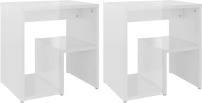 vidaXL Noptiere, 2 buc., alb extralucios, 40x30x40 cm, lemn prelucrat