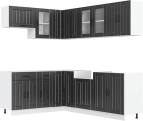 vidaXL Set dulap de bucătărie 11 piese „Lucca” lemn negru prelucrat