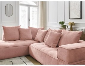 Colțar roz cu tapițerie din chenille (cu colț pe partea stângă/în formă de ”L”) Whesley – Bobochic Paris