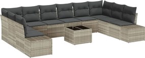 vidaXL Set de canapele pentru grădină 11 pcs Gri deschis poliratan