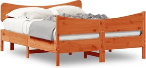 vidaXL Cadru de pat fără saltea, maro ceruit 140x200 cm lemn masiv pin
