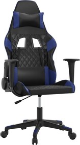 vidaXL Scaun de gaming de masaj, negru și albastru, piele ecologică