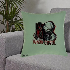 Perna Personalizata Tokyo Ghoul Ken Kaneki Anime, 40x40 cm, Verde, Husa Detasabila, Perna Inclusa, BEKZ®