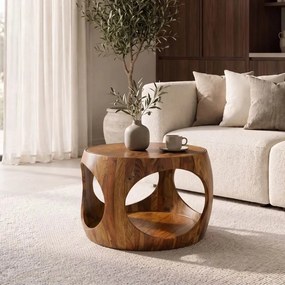 Masuta de cafea rotunda ORGANIC LOOP 60cm Sheesham