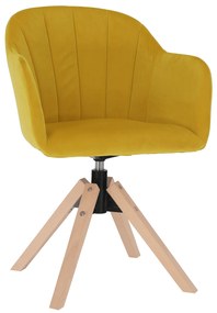 Fotoliu rotativ, textil Velvet, galben/fag, DALIO