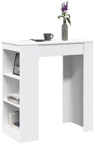vidaXL Masă de bar cu rafturi, alb, 95x47x103,5 cm, lemn prelucrat