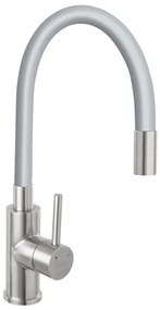 Baterie de chiuvetă cu pipă flexibilă FERRO oțel inoxidabil/gri