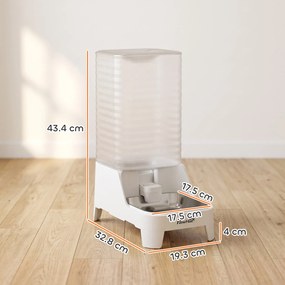 PawHut distribuitor automat de apă cu gravitație 8 L pentru pisici și câini, cu bol din inox, alb | Aosom Romania