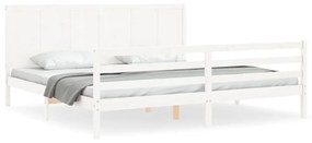3194522 vidaXL Cadru de pat cu tăblie Super King Size, alb, lemn masiv