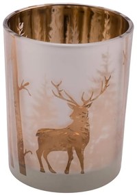 Sfeșnic auriu din sticlă cu motiv de Crăciun Ego Dekor