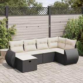 3325582 vidaXL Set mobilier de grădină cu perne, 6 piese, negru, poliratan