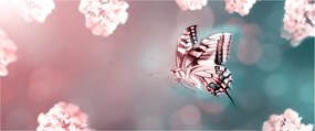 Tablou - Fluture între flori (120x50 cm)