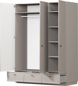 Dulap Lorini 150 cm cu rafturi - cașmir / mânere negre T-bar