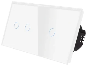 Intrerupator Dublu + Simplu cu Touch din Sticla LUXION