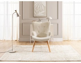 Fotoliu bej cu tapițerie din catifea reiată Niko – Ropez