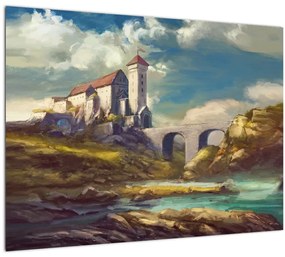 Tablou pe sticlă - Castelul medieval (70x50 cm)