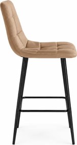 Scaun de bar cu picioare negre ARCETO VELVET, maro