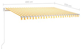 Copertina automata cu senzor vant  LED, galbenalb, 4x3,5 m Galben si alb, 4 x 3.5 m