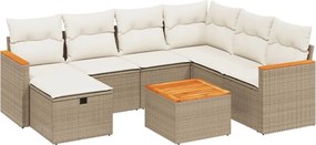 vidaXL Set canapele de grădină, 8 piese, cu perne, bej, poliratan