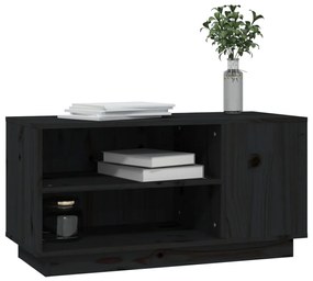 Comoda TV, negru, 80x35x40,5 cm, lemn masiv de pin 1, Negru