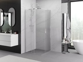 Mexen Exo-S Duo cabină de duș pătrată glisantă 90 x 90 cm, transparentă, crom - 8111-090-090-01-00