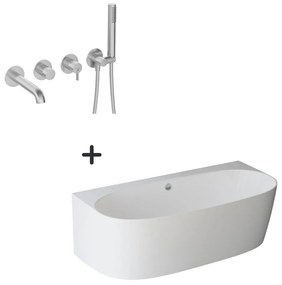 Set cada baie freestanding compozit, lipita de perete, 180x86 cm Como si baterie cada incastrata otel slefuit Silia