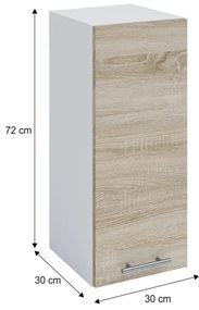 Zondo Dulap superior de bucătărie W30/720 Flor (stejar sonoma + alb). 1014763