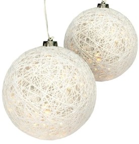 Set de 2 globuri decorate 40 LED, alb cald