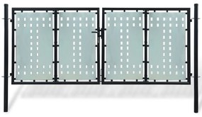 Poarta de gard cu o usa, negru, 300x175 cm Negru, 300 x 175 cm