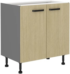 Dulap inferior de bucătărie Scarmi 80 D 2F BB (Antracit + Herringbone scandi). 1049773