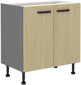 Dulap inferior de bucătărie Scarmi 80 D 2F BB (Antracit + Herringbone scandi). 1049773