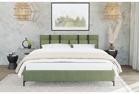 Pat matrimonial verde tapițat cu somieră 160x200 cm Tulsa – Ropez