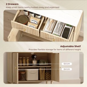 HOMCOM Comodă de Bucătărie cu 2 Sertare, Dulap și Blat cu Efect de Marmură Stejar | Aosom Romania